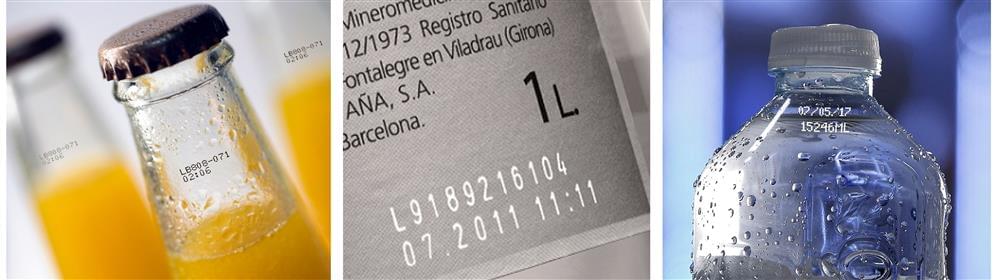 banner marcatura laser su bottiglie in plastica e vetro