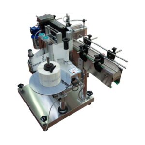 Applicatore automatico di etichette su flaconi e barattoli