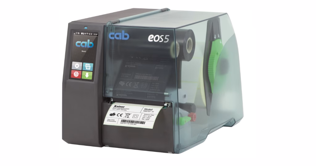 Stampante compatta CAB EOS per etichettatura in PVC e logistica.