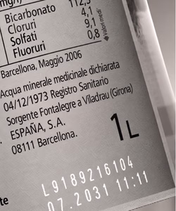 Etichetta bottiglia d'acqua